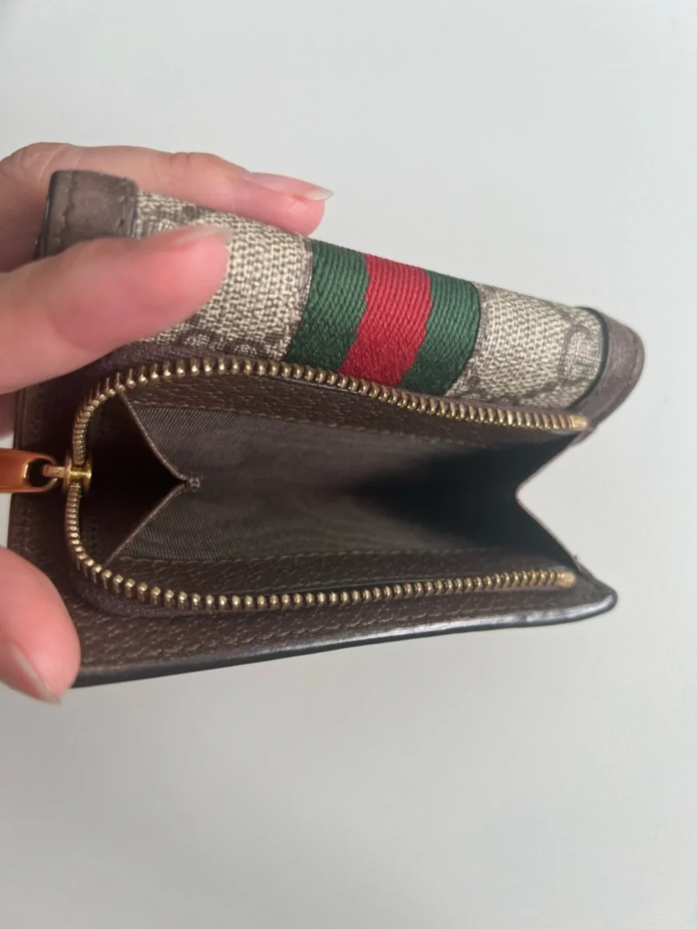 Gucci Brown GG Supreme Wallet with Green-Red Web TRIFOLD - Picture 12 of 14